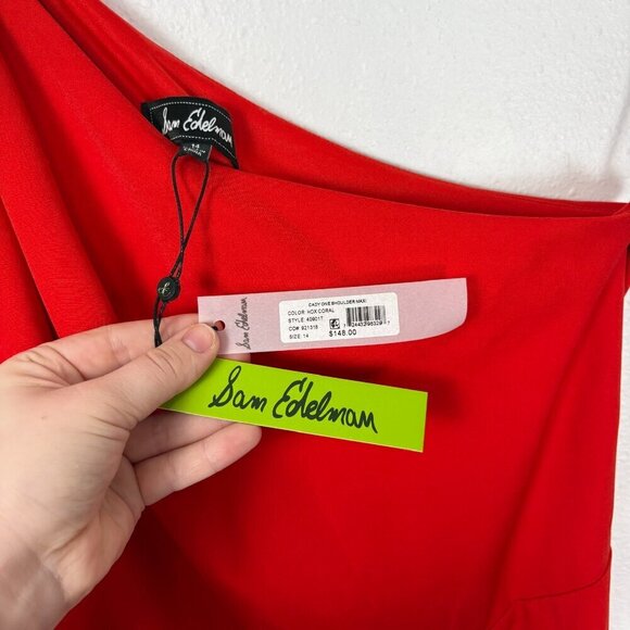 Sam Edelman NWT Cady One Shoulder Red Tiered Maxi Dress Size: 14 - Picture 10 of 11